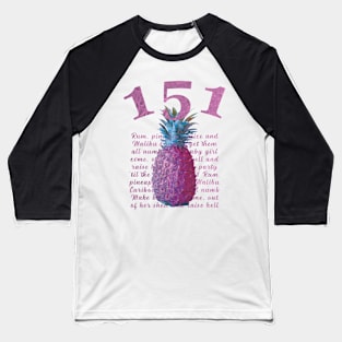 Pink Pineapple Vintage Retro Text Typographic Design Baseball T-Shirt